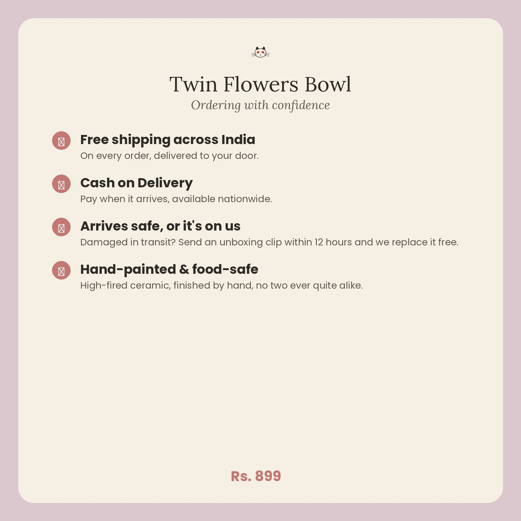 Twin Flowers Bowl, free shipping, cash on delivery and breakage guarantee