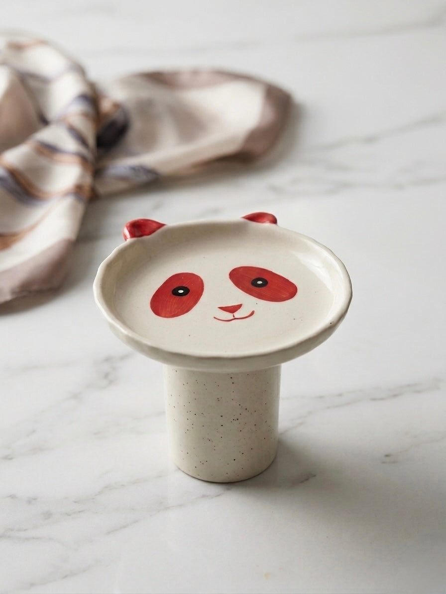 The Boro Bowl — elevated whisker-friendly ceramic cat bowl with hand-painted panda face